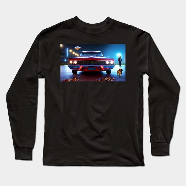 Classic Car Scene Long Sleeve T-Shirt by CreativePhil